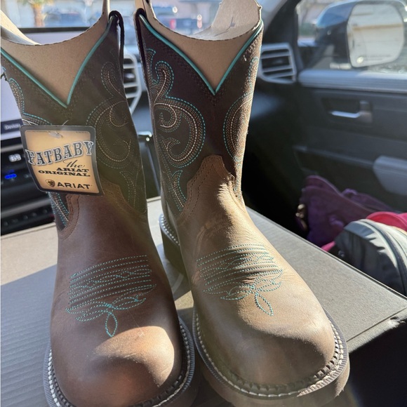 Ariat Women's Brown and Teal Western Booties - Picture 2 of 4